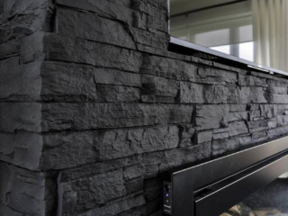 Residential Fireplace - Black Strata Stone - Taupo Home Taupo Home Fireplace 1