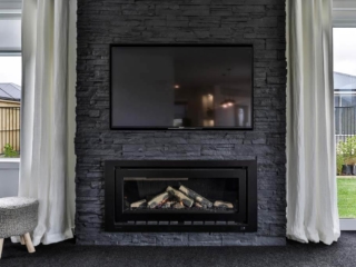 Residential Fireplace - Black Strata Stone - Taupo Home Taupo Home Fireplace 2