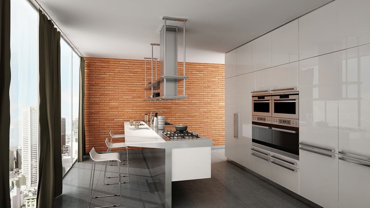 modern kitchen brick wall panel - muros