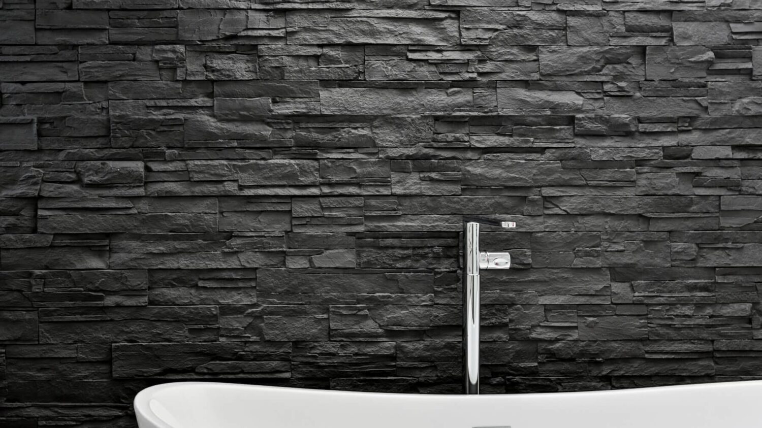 bathroom black stone wall panel - muros