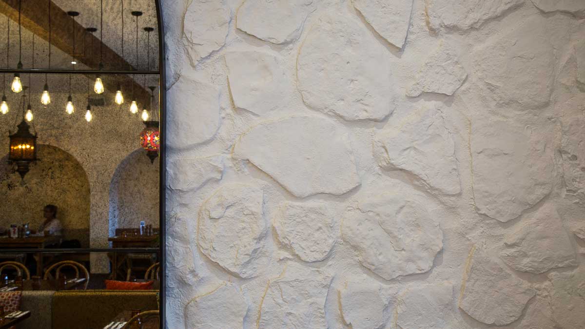 restaurant interior white stone 3m wall panel - muros