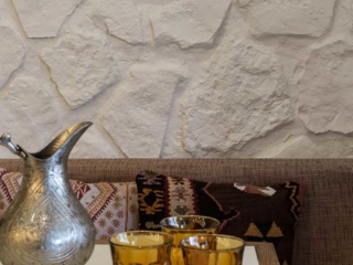 modern restaurant interior white stone 3m wall panel - muros