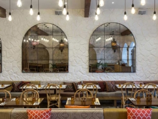 modern restaurant interior white stone 3m wall panel - muros