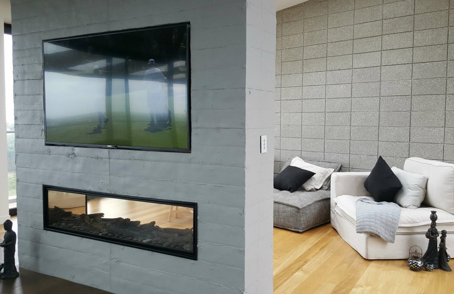 Grey Concrete for residential fireplace
