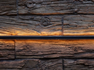 Commercial Hospitality Wallnut Wooden Sleepers Feature Wall