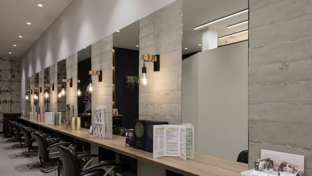 Commercial Retail with Grey Concrete Boards Synergy Hair Auckland