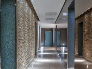 Commercial Institution Ochre Schist Stone Hallway