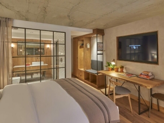Residential Ceiling Grey Roughcast Concrete Bedroom