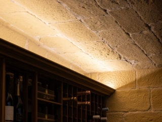 Residential Wine Cellar Ceiling White Castilian Chipped Stone