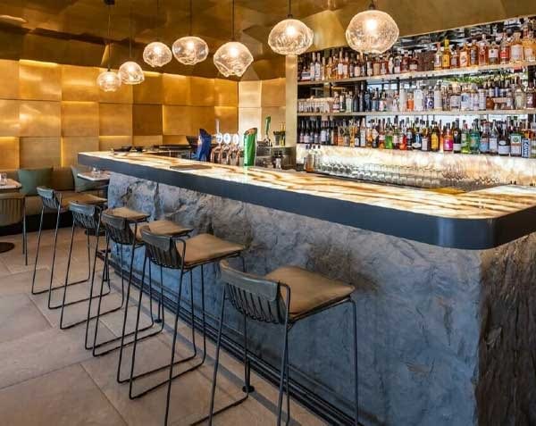 Muros Rock Stone panels at Oyster and Chop restaurant.