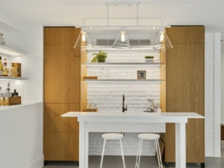 Residential White Loft Brick Kitchen