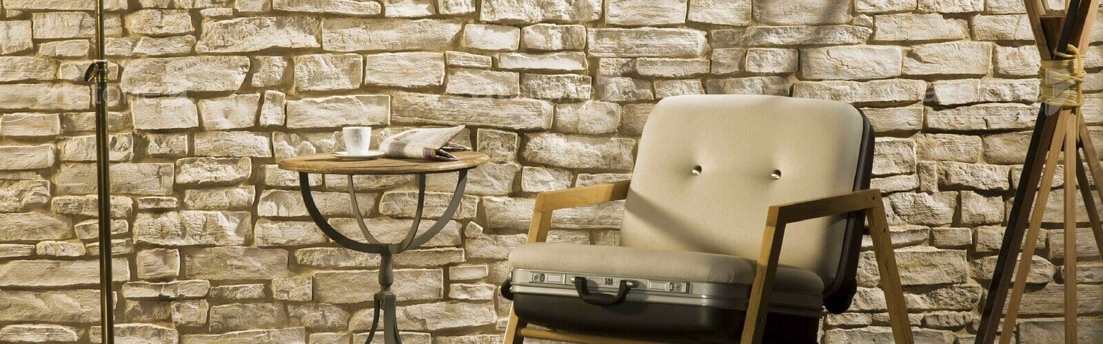 Residential-White Ashlar Stone-Living Room