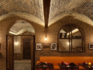 Commercial Hospitality Rustic Loft Brick Vaulted Ceiling
