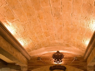 Commercial Hospitality White Castilian Chipped Stone Vaulted Ceiling