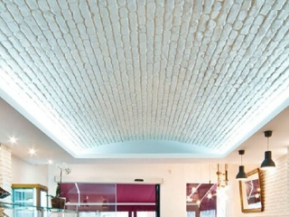 Commercial Retail White Loft Brick Vaulted Ceiling