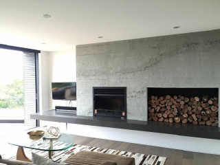 Residential-Fireplace-Grey Roughcast Concrete-Hahei Residential Fireplace Grey Roughcast Concrete Hahei