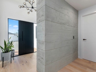 Residential-Grey Roughcast Concrete-Entrance Nib Wall Residential Grey Roughcast Concrete Entrance Nib Wall