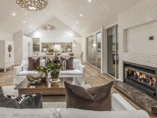 Residential-White-Slimline-Brick-Fireplace Residential White Slimline Brick Fireplace
