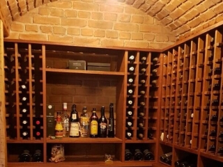 Residential Burnt Red Loft Brick Wine Cellar Vaulted Ceiling