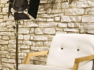 Residential White Ashlar Stone Living Room