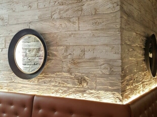 Commercial Hospitality Bone Wooden Sleepers Hello Restaurant