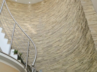 Commercial Workspace Earth Strata Stone Stairway Curved Wall