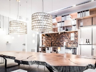 Commercial Workspace Rustic Loft Brick Kitchen