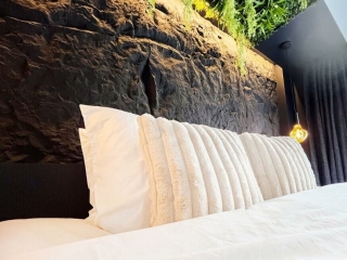 Residential Black Rock Stone Bedroom Headboard