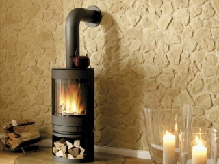 Residential White Castilian Flint Stone Fireplace