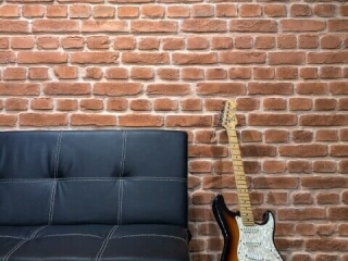 Commercial Workspace Red Loft Brick Guitar