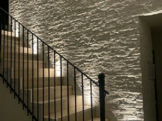 Residential-White Strata Stone-Entrance-Stairway Residential White Strata Stone Entrance Stairway