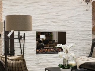 Retail White Schist Stone Fireplace