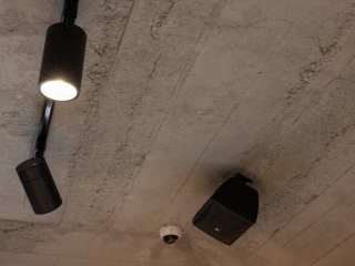Commercial Hospitality Grey Roughcast Concrete Form work Ceiling