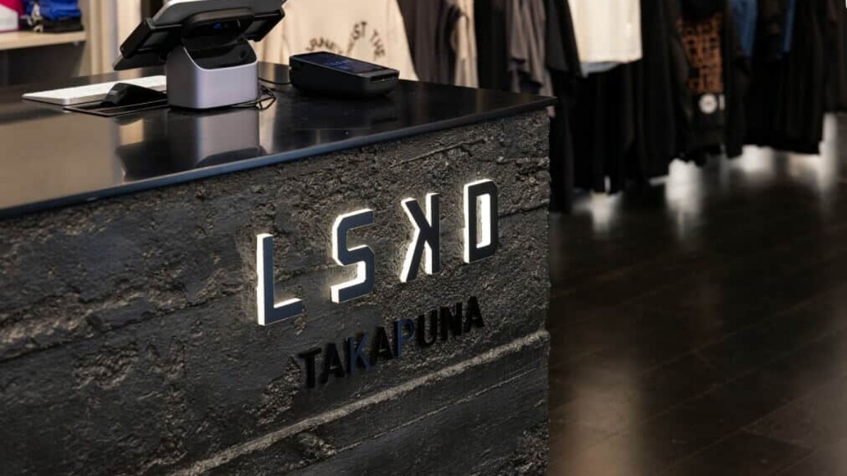 Commercial Black Roughcast Concrete Retail Counter front LSKD